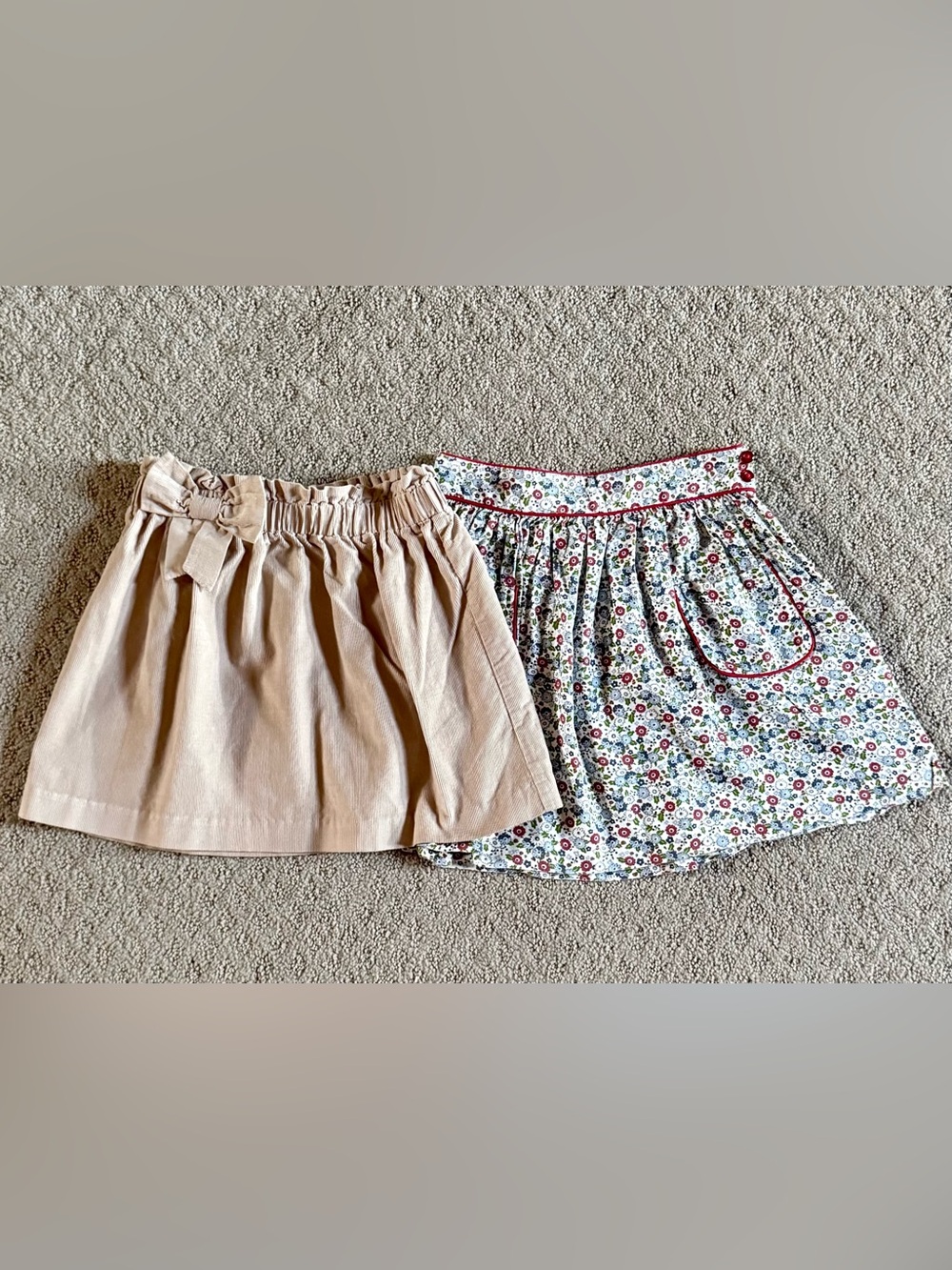 Little English floral and corduroy skirts